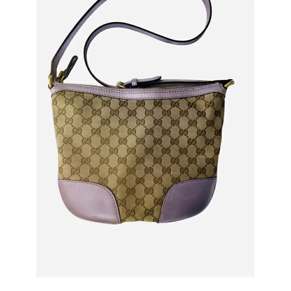 Gucci purple leather gg canvas crossbody with gold logo - Picture 6 of 10